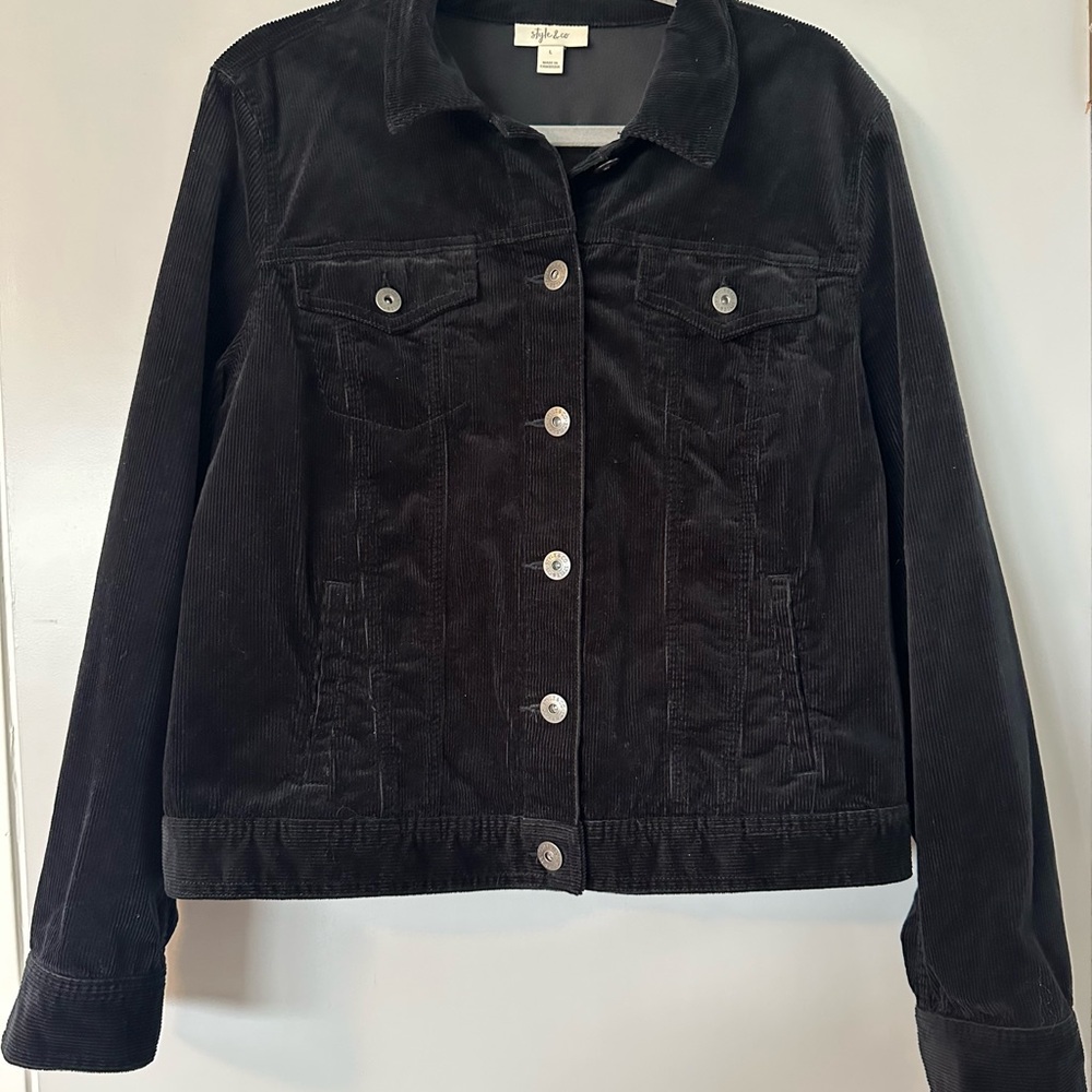 Style & Co. Black Corduroy Jean Jacket